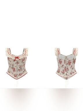 Lace Made Rosey Cottage Corset Size Small